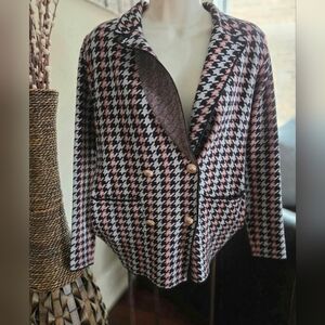 Joie Salmon, Gray And Black Houndstooth Blazer